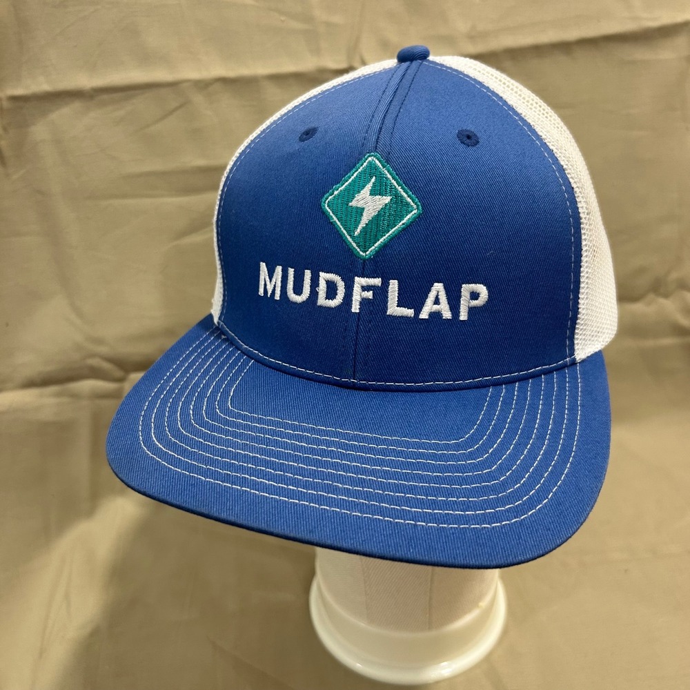 Mudflap Trucker Hat Cap Blue White Mesh Adjustable Logo Outdoors Cap